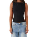 Women s Sleeveless Boat Neck Tank Tops with Side Buckle Detail - Solid Color  Fit Vest for Summer Style