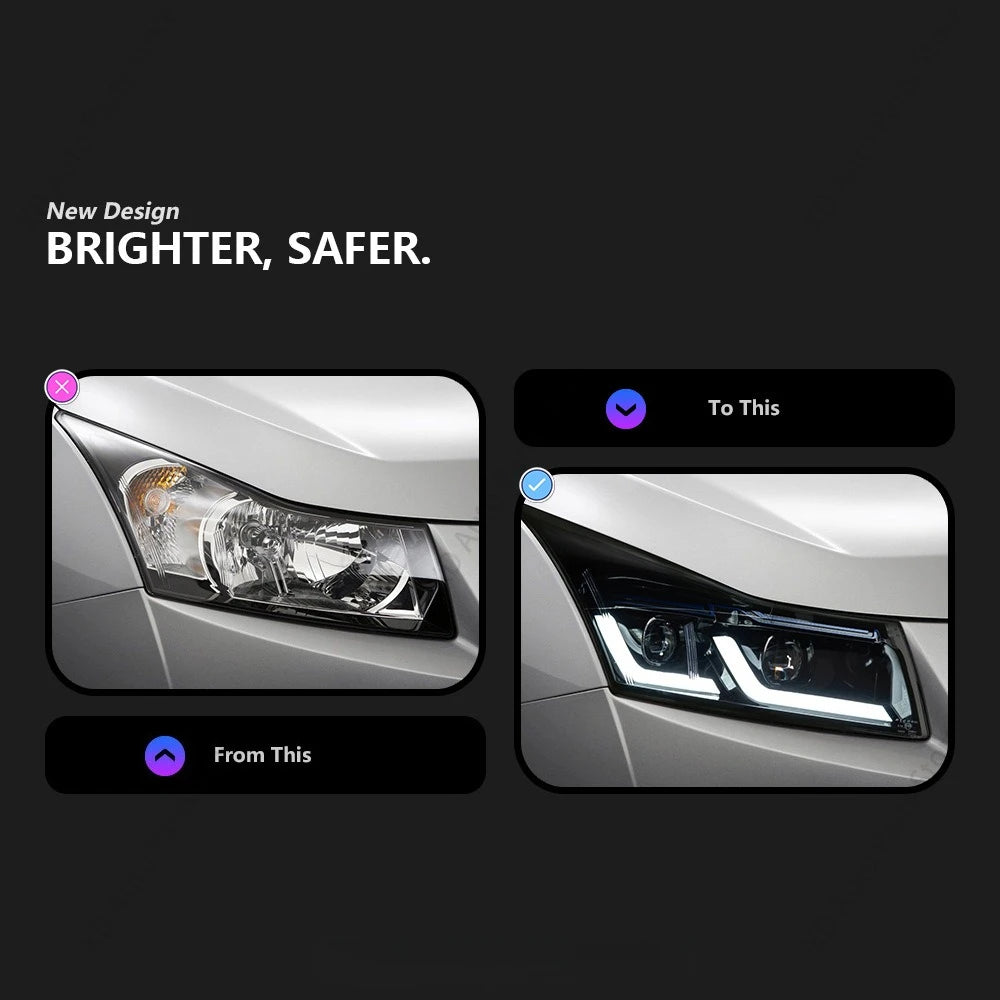 Car Lights For Chevrolet Cruze 2009-2014 Headlamp LED Projetor Head Lamp Daytime Running Light Automotive Body Kits Accessories
