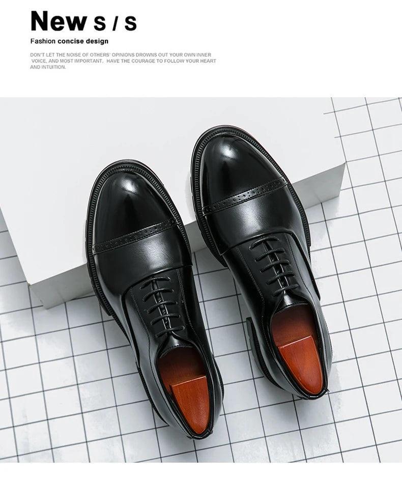Men’s Dress Shoes High Quality Business British Social Formal Leather Shoes For Men Block Party Wedding Business Office Shoes