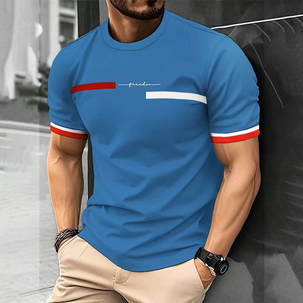 Summer Men's T-shirt Top Casual Loose Fit Oversized T-shirt PARI Letter Pattern Printed Round Neck Short Sleeved Homme Vêtement - Free Item.