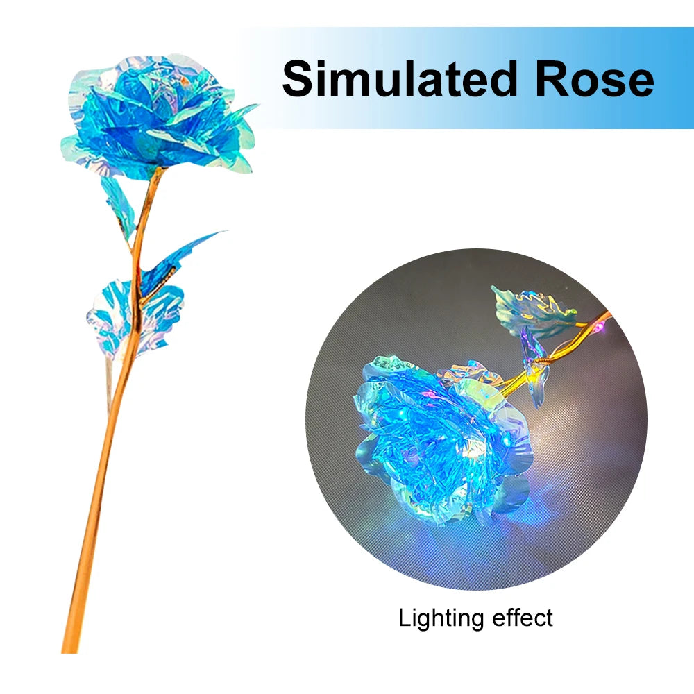 Led Valentine's Day Mother's Day Gift 24K Foil Plated Roses Artifical Flowers Wedding Decor Lover Lighting Roses Creative Gift