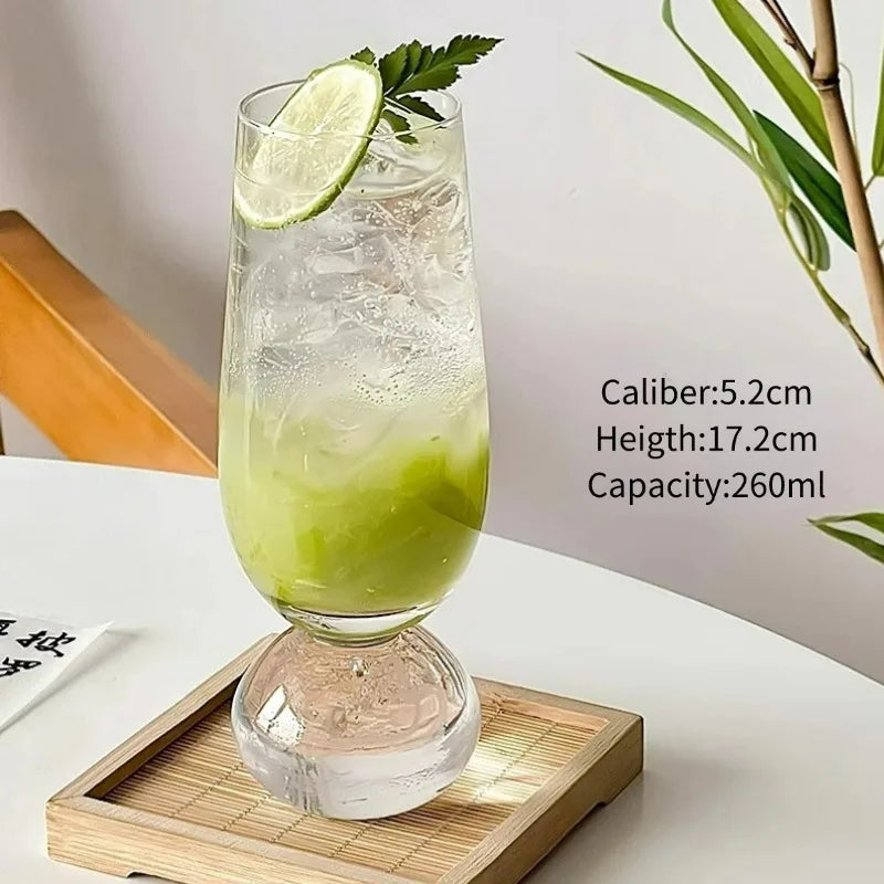 Ball Bottom Glass Juice Cup, Nordic Style Wine Glasses Cups, Creative Soda Bubbles Glass Cup,Restaurant Kitchen Tools