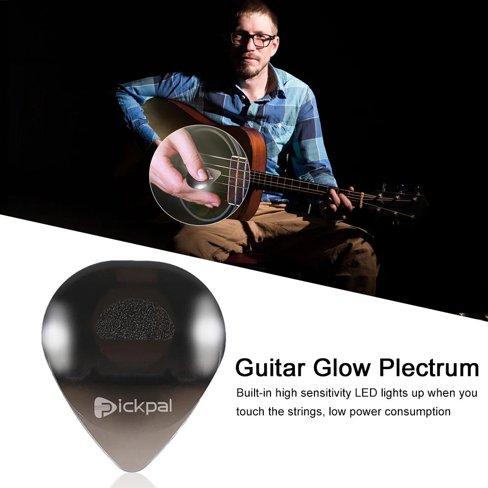 Guitar Picks Medium Picks Non-slip Guitar Picks Jazz Plectrum with High-Sensitivity LED Light Stringed Instrument Plectrum