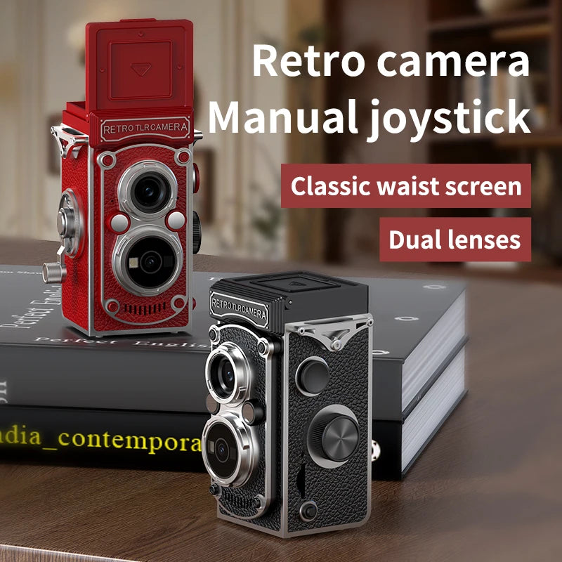 Retro Mini Digital Camera 1080P Dual Lens Design Vintage Manual Joystick Operation 1.54 Inch Portable Camera for Christmas Gift