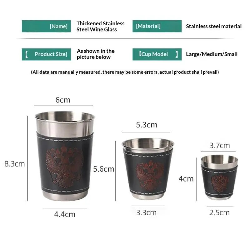 4Pcs/Set Portable Coffee Wine Beer Whisky Cup Camping Tableware Outdoor Travel Cups Stainless Steel Cup With PU Leather