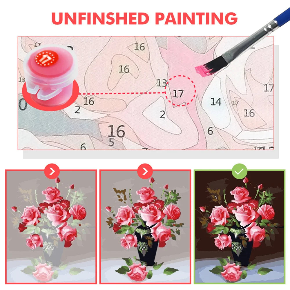 DIY Painting By Numbers HandPainted Oil Painting Lily Flowers Landscape Picture Paint Drawing On Canvas Home Decor Art Gift