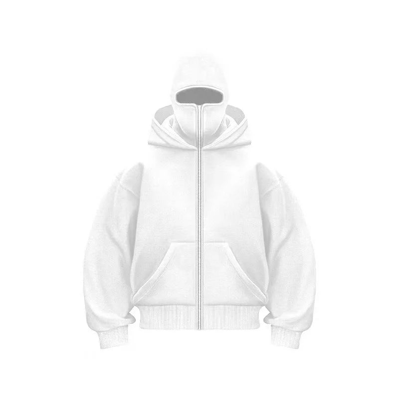 2025 Hot New Men's Balaclava Hoodies Half Zip Up Pullover Double Hooded Fleece Sweatshirt Unisex Fall Winter Outfits For Men