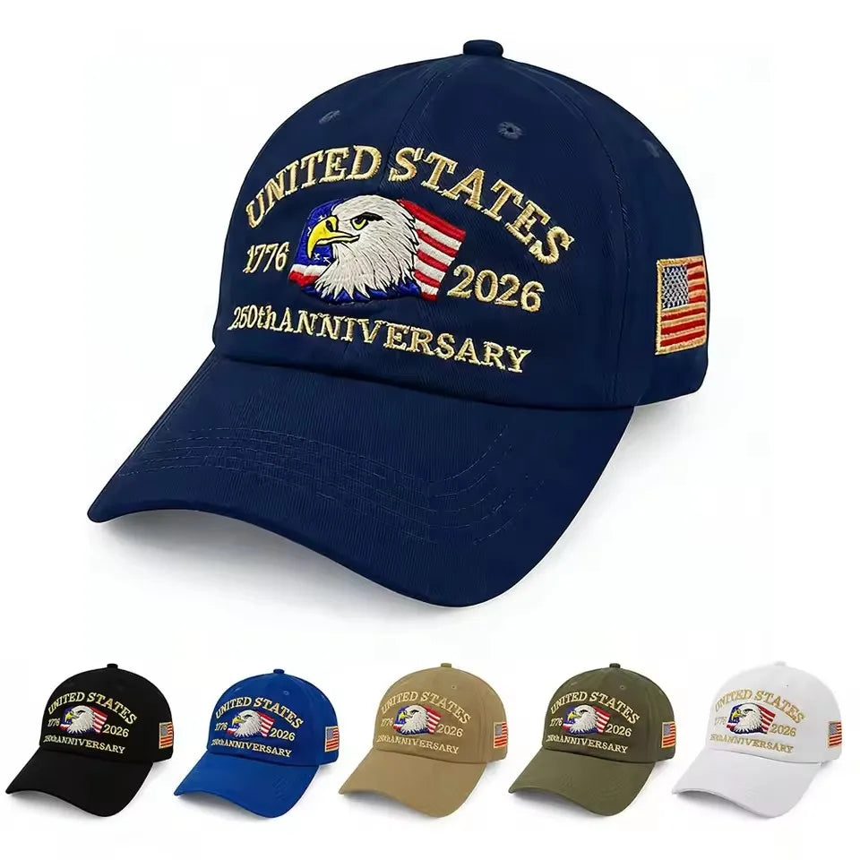 UETEEY 250th Anniversary Hat USA Patriotic Baseball Caps Eagle Embroidered Baseball Hats for Men Women 250 Year Anniversary Cap
