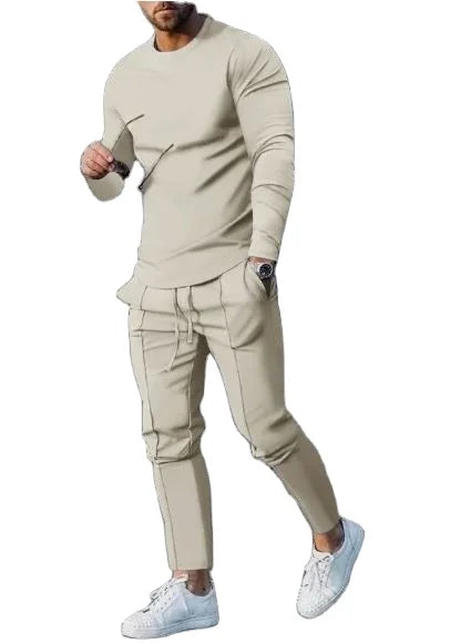 Men's Tracksuit Set Cotton Fleece Stylish Streetwear Slim Fit Pullover sweatshirts and Jogger  Set winter tracksuits for men