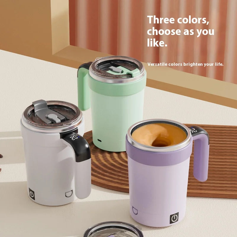 New smart temperature-measuring magnetic automatic stirring cup, electric portable coffee cup, milkshake cup, sports and fitness