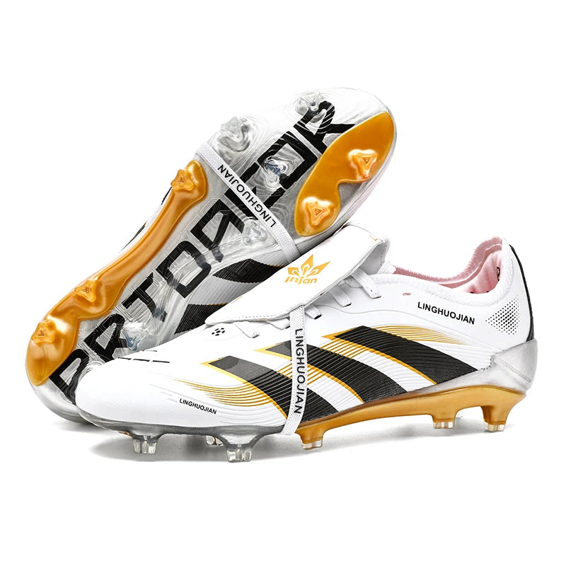 Professional-Level Football Shoes: High-Elastic Flyknit + Fg Long Studs No Slipping during Sudden Stops and Turns on the Field.
