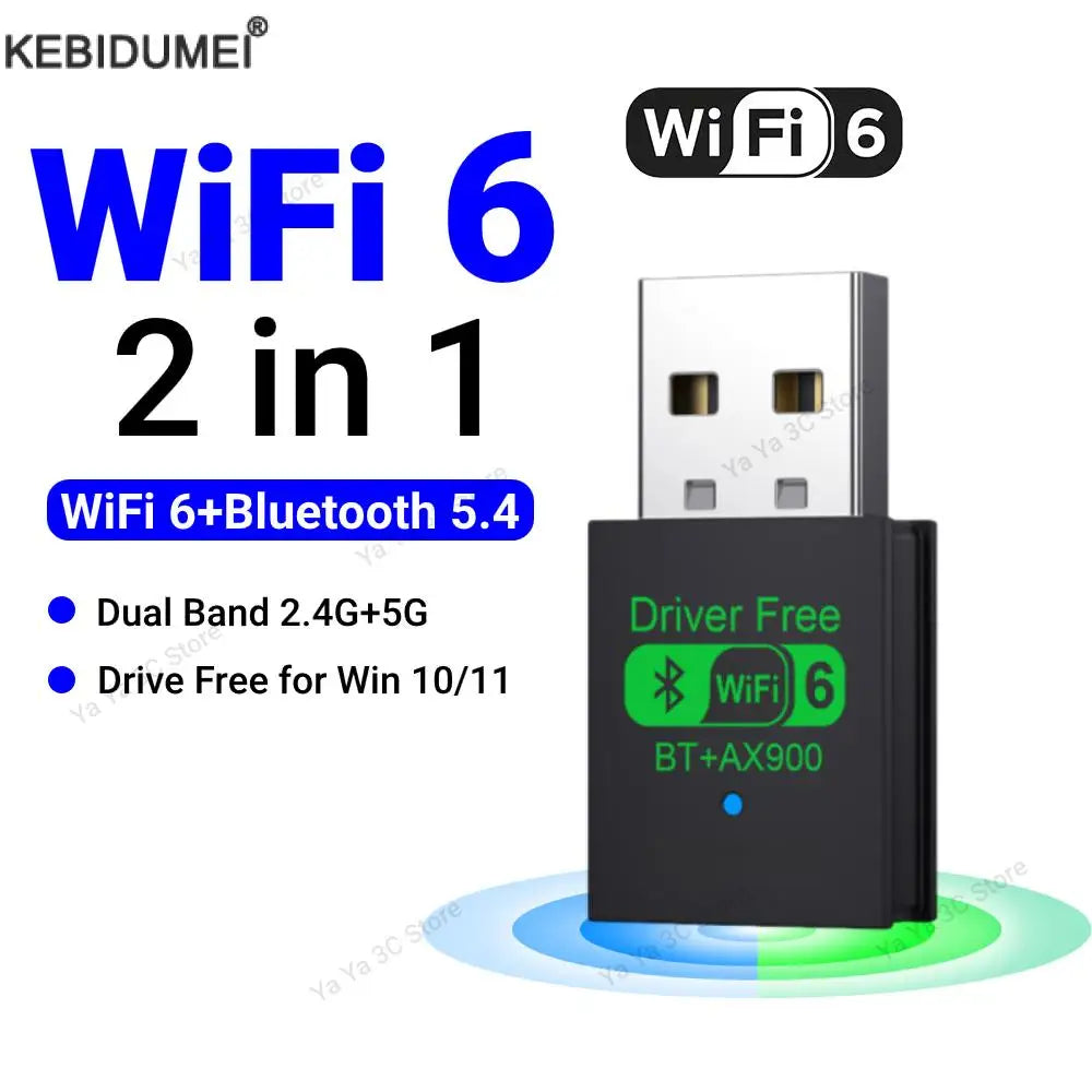 900Mbps USB WiFi Bluetooth 5.4 Adapter 2in1 Dongle Dual Band 2.4G 5GHz USB WiFi 6 Network Wireless Wlan Receiver DRIVER FREE - Free Item
