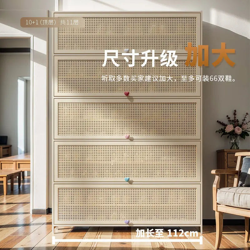 Living room, locker, space-saving cabinet, multi-layer storage, shoe rack, cream wind shoe cabinet, household door entrance