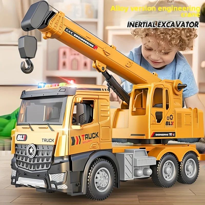American Popular Edition, Children's Crane Toy Engineering Vehicle Toy, With Light Effect, Suitable For Outdoor, Beach Children'