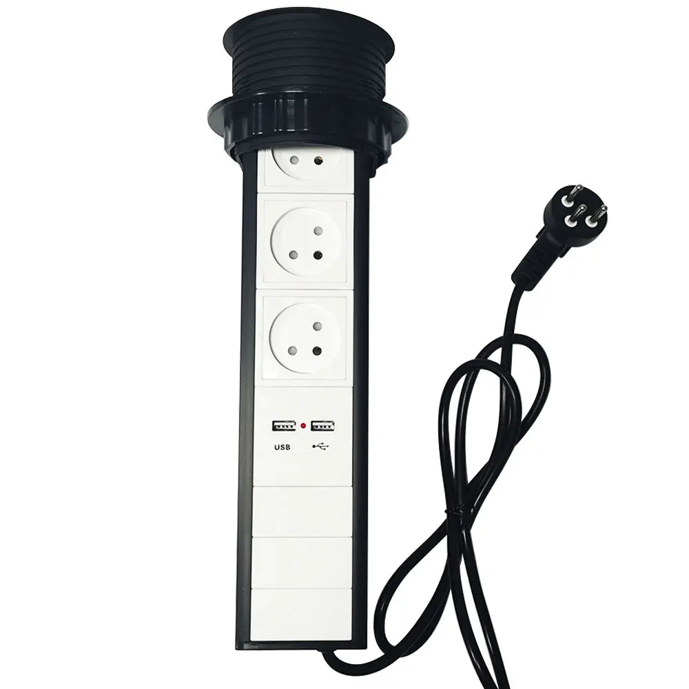 POP UP SOCKET Israel Socket,USB Plug,AC 110v-250v, Silver/Black ,PD 20W super charging  Office, Kitchen Hidden Lifting Socket,