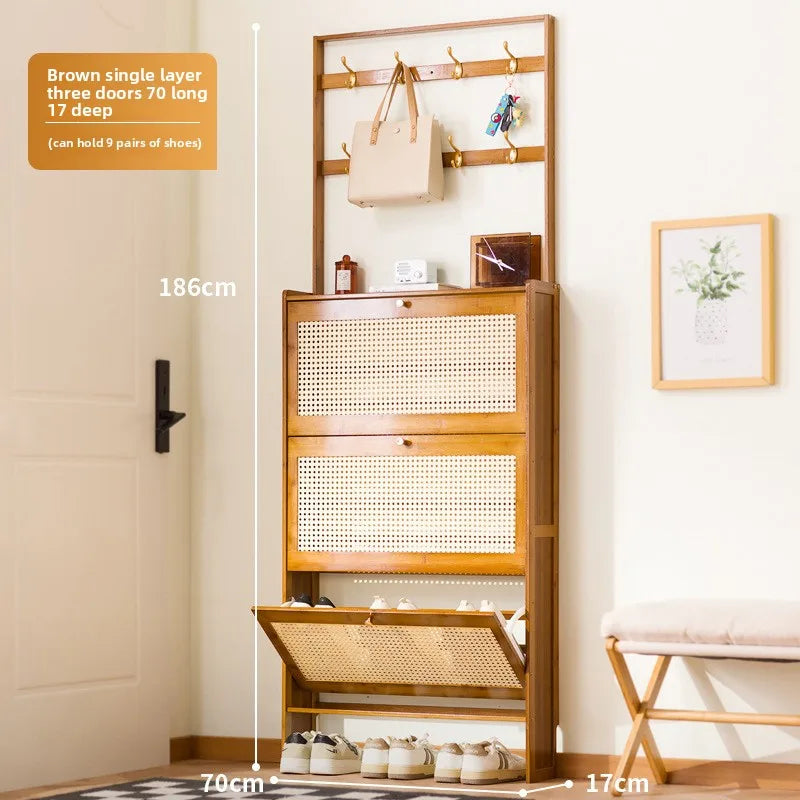 Shoe cabinet entrance household large-capacity home shoe rack storage artifact space-saving indoor rental house solid wood
