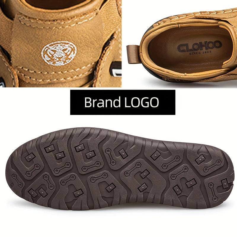 CLOHOO Men's Sport Casual High-Top Shoes Breathable Comfortable Short Boots Handmade Stitching Fashionable Youth High-Top Boots