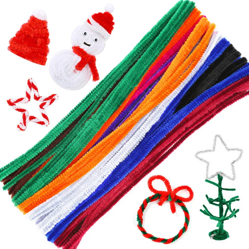 100/200/300/500/1000pcs DIY Plush Chenille Sticks Stem Pipe Cleaner HandCraft part for Spring Xmas Halloween Newyear Easter