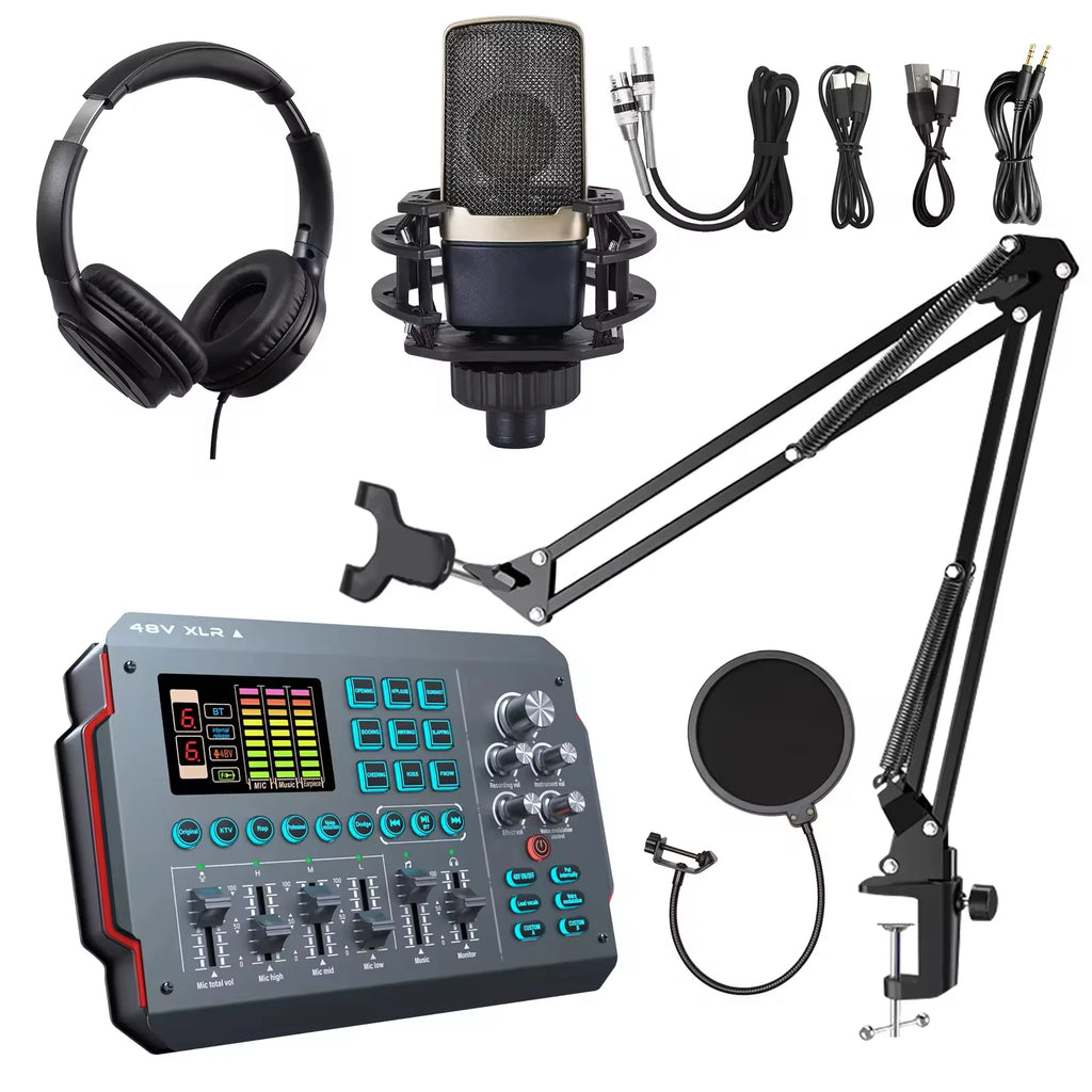 M16 RGB PC Sound Card Podcast Audio Interface Podcast Microphone Podcast Headset Soundcard Audio Interface