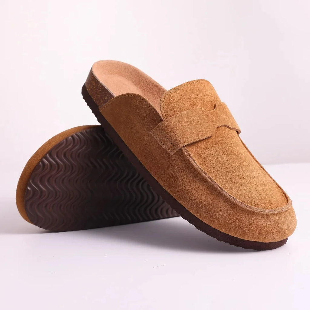 Crestar Cork Suede Mules Slippers For Women Fashion Men Clogs Shoes Classic Cork Antislip Outdoor Slippers With Arch Support