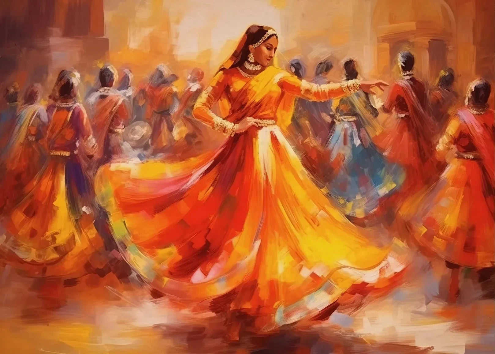 Indian Woman Dance Poster Vintage Traditional Beautiful Indian Woman Art Canvas Painting Wall Print Picture Room Home Decor - Free Item.