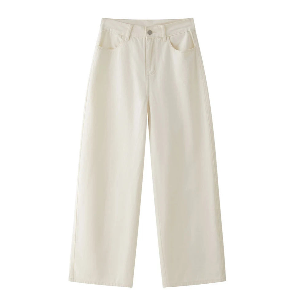 2025 Women Spring Wide Leg Denim Pants High Waist Cotton Stright Pants Fashion Clothes Pants Female Trousers