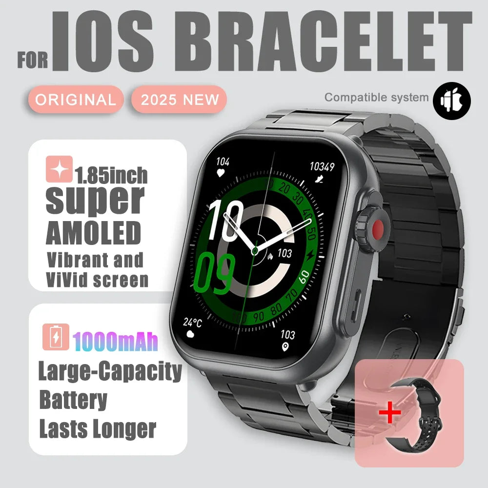AI Voice Smart Watch Men Women 1.85 inches 1000mAh IP68 Bluetooth Call Blood Pressure Sleep Monitoring 100+Exercise Smart Watch