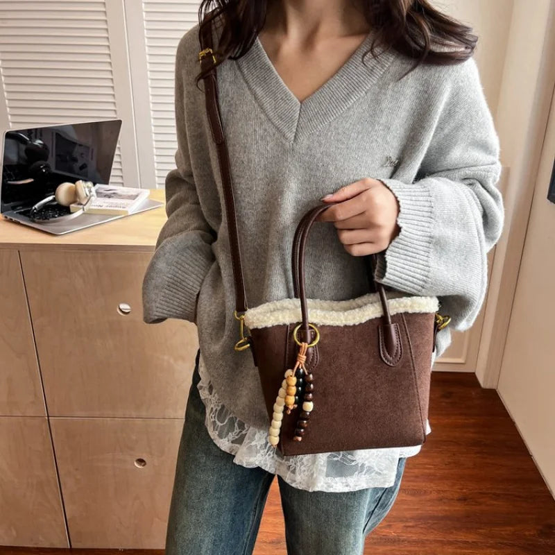 Ladies Hand Bags Made Of Sheepskin Leather Featuring Classic Denmark Casual Vintage Neat Lightweight Look