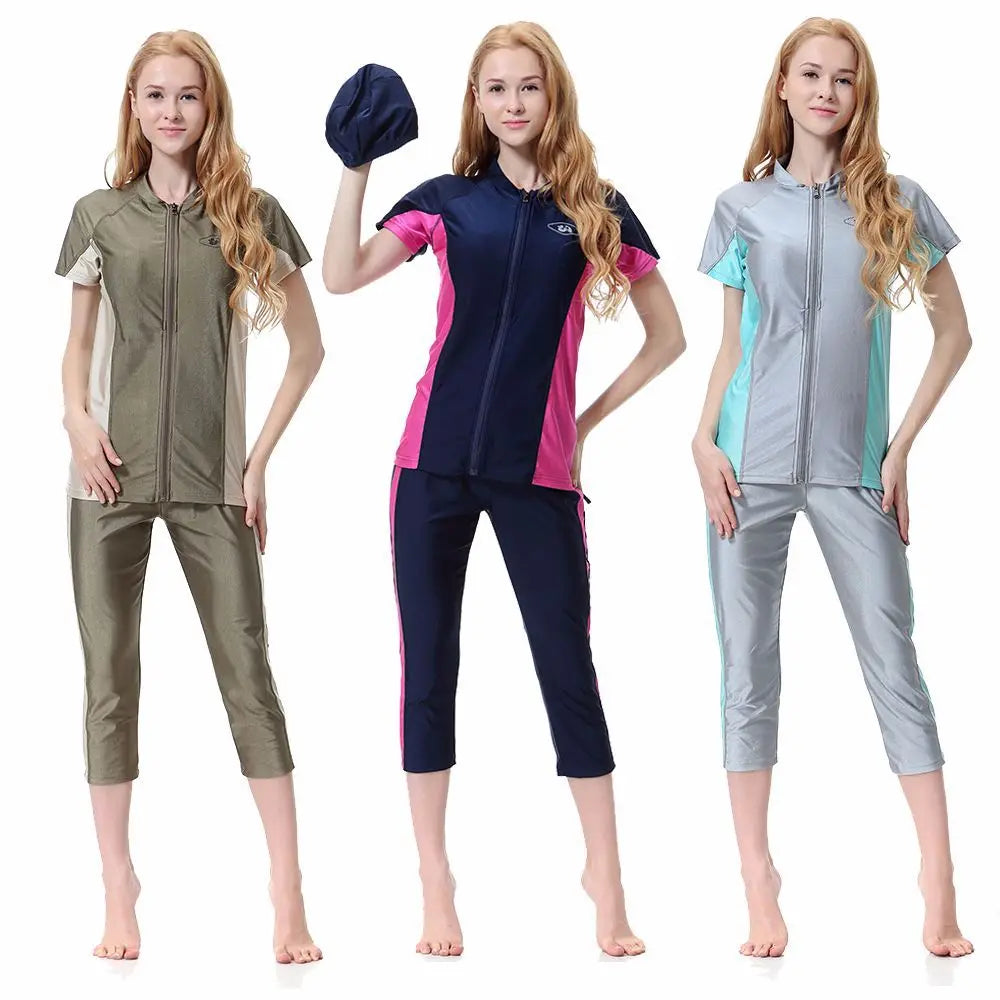 Three-piece suit muslim Swimwears Highly Elastic with Chest Pad First Class Comfortable Sportswear Outdoor Swimwear for Women