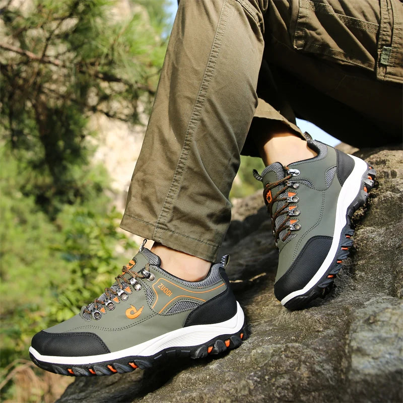 Men's Hiking Shoes Waterproof Leather Outdoor PU Shoes Wear-resistant Men Trekking Walking Hunting Tactical Sneakers