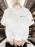 Summer New High-end Pure Cotton Korean-style Casual and Versatile Round-neck Short-sleeved T-shirt, All-cotton Light Luxury