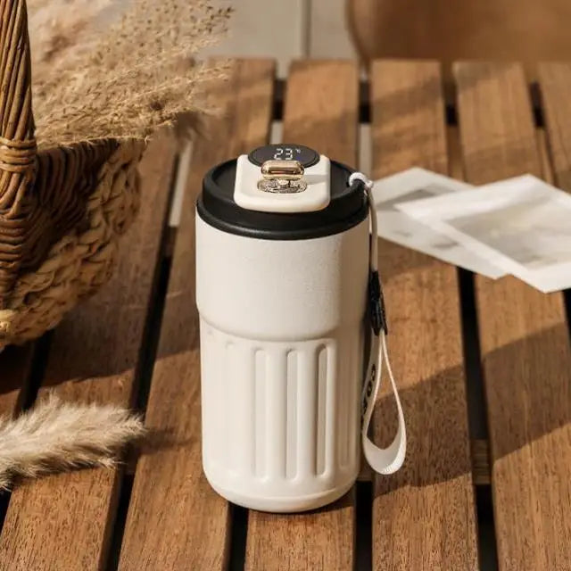 Travel Smart Temperature Measurement Insulated Stainless Steel 316 Coffee Cup Portable Car Companion High Aesthetic Value
