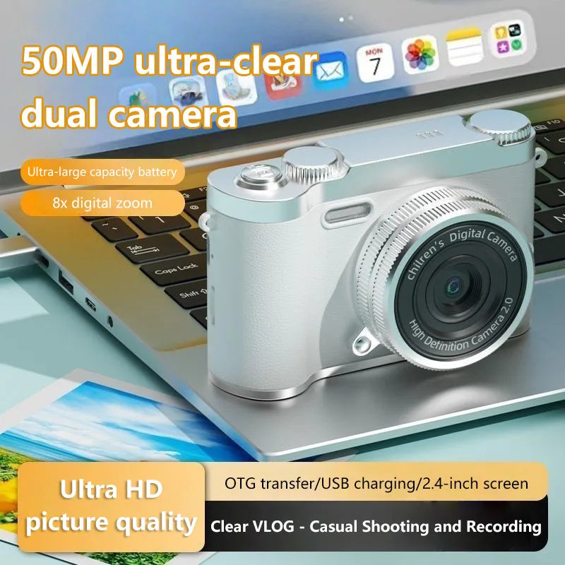 Retro CCD Camera 4KHD With 2.4 Inch Screen 1080P Sports Portable Vintage Video Recorder 8X Digital Zoom Multifunction Camera
