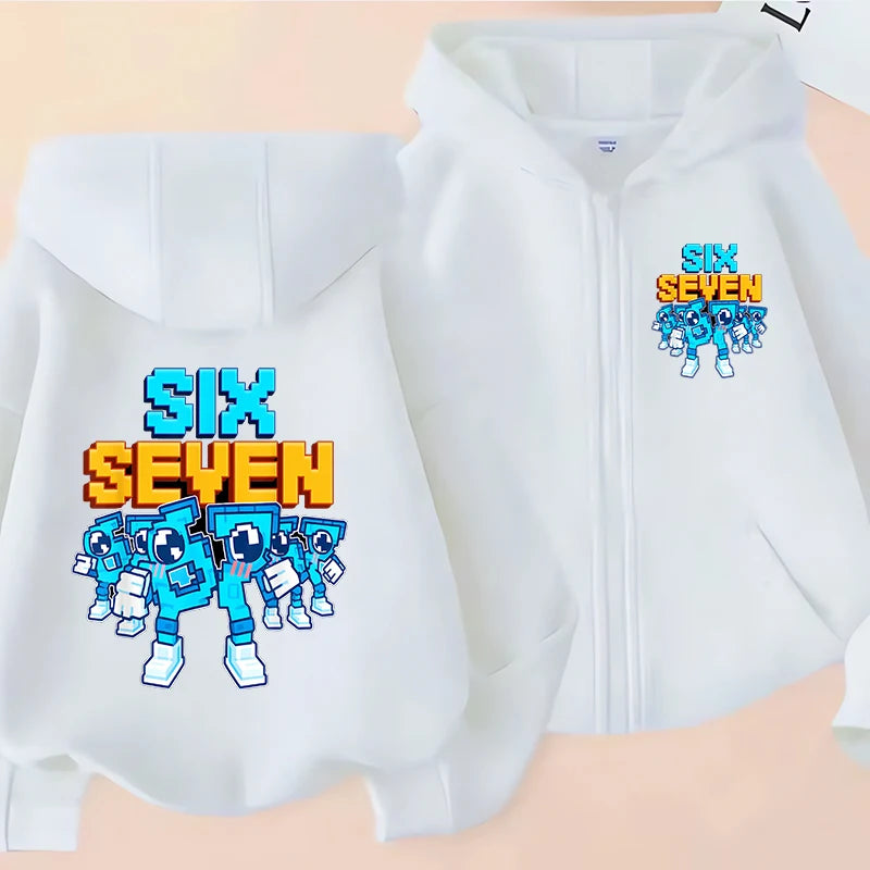 Hot Six Seven Zip Up Hoodies Children's Funny 67 Brainrot Sweatshirts Clothes Kid Girl Boy Zipper Hoody Baby Casual Fashion Tops