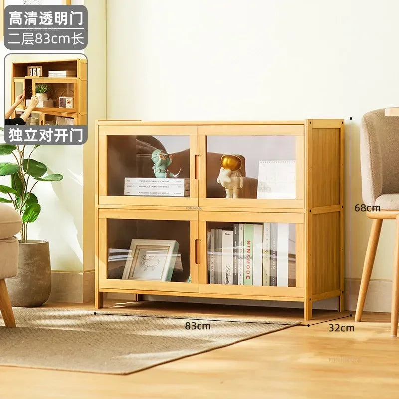 Home Living Room Furniture Stand Storage Cabinet Modern Rattan Bamboo Living Room Cabinet Changhong Glass Door Layered Shelf jl