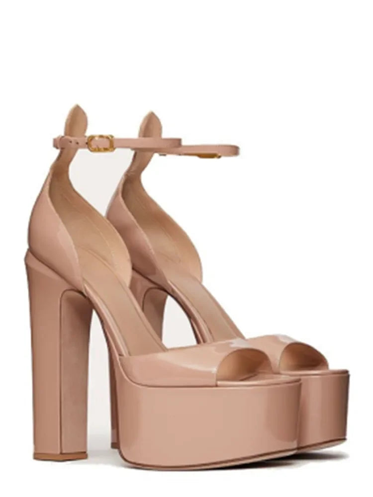 Ladies' summer new coarse high-heeled fish mouth sandals, thick soled waterproof platform, sexy party and wedding women's shoes