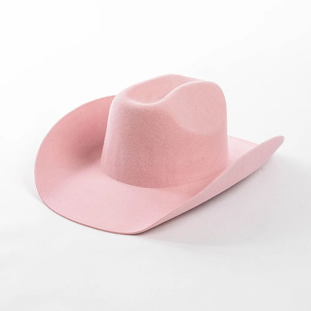 USPOP 100% Wool Cowboy Hat Unisex Wide Brim Felt Hat Solid Color Classic Fedora Style Multiple Sizes S–XL Autumn Winter