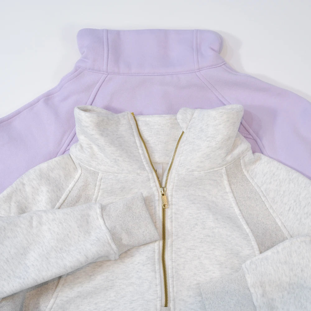 Women's large-size half-zip sweater, perfect for autumn and winter warmth, suitable for both sports and daily casual wear