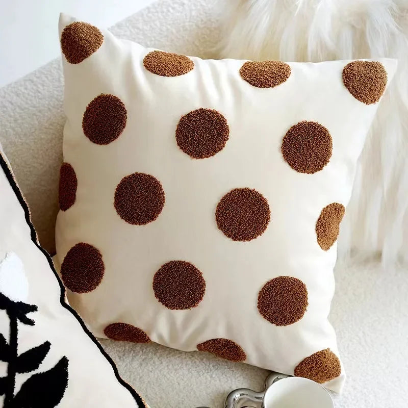 45x45CM Brown Vintage Nordic Throw Pillow Cover Cream Light luxury Sofa Cushion Waist Cover Simple Decorative Pillowcase