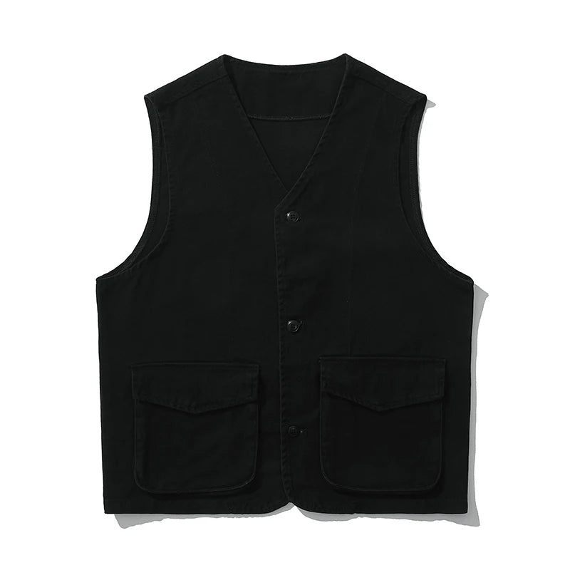 2023 Spring  Cotton high street American style classic denim vest for men Sleeveless casual waistcoat men's casual vest