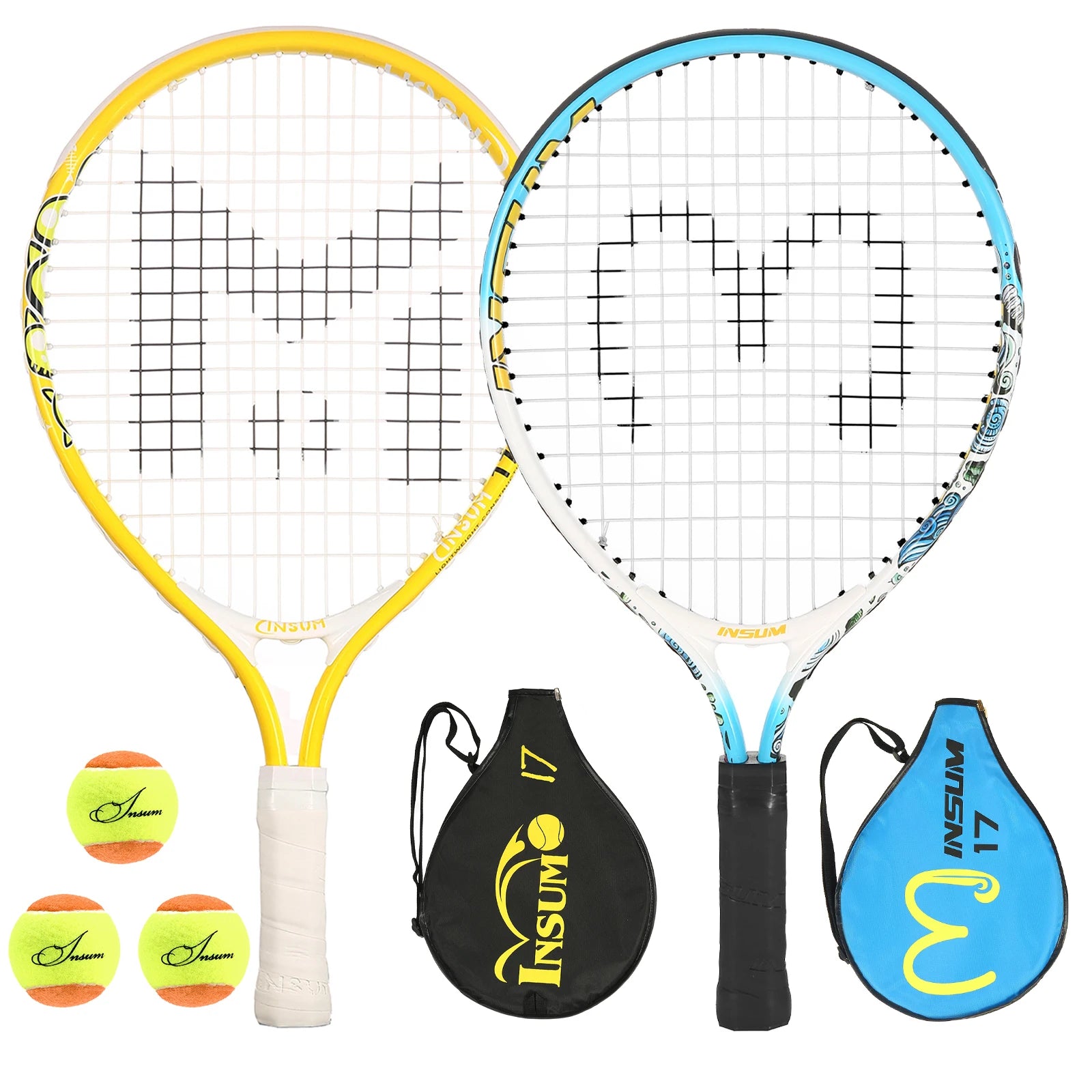 Kids Tennis Racket,17" Aluminum Tennis Racket with Carry Bag for Kid,Toddler Outdoor/Indoor Sport Play Rackets