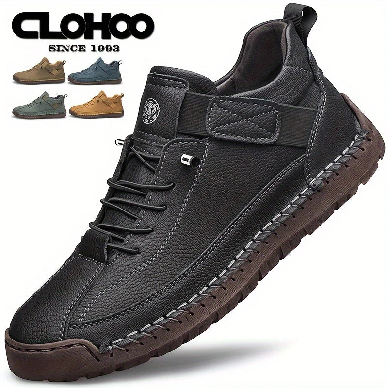 CLOHOO Men's Sport Casual High-Top Shoes Breathable Comfortable Short Boots Handmade Stitching Fashionable Youth High-Top Boots