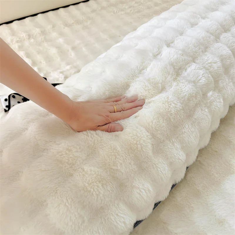 1pc solid-color plush pillow long pillowcase, decorative pillowcase (without core), soft and comfortable fabric