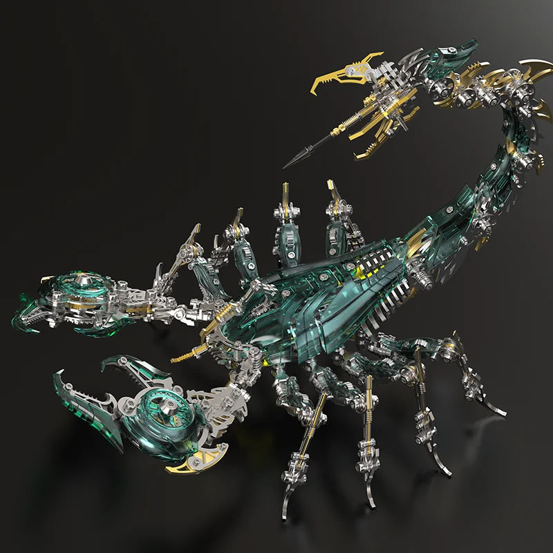 Punk DIY mechanical metal assembly 3D lighted insect scorpion stainless steel puzzle model kit for adults and boy toy gifts