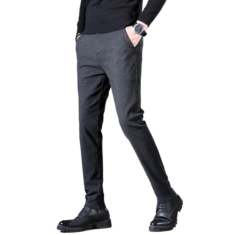 Men's Fashionable Dress Pants All-Season Cotton Blend Chino Trousers Korean Style Slim Fit Business Pants for Office Street