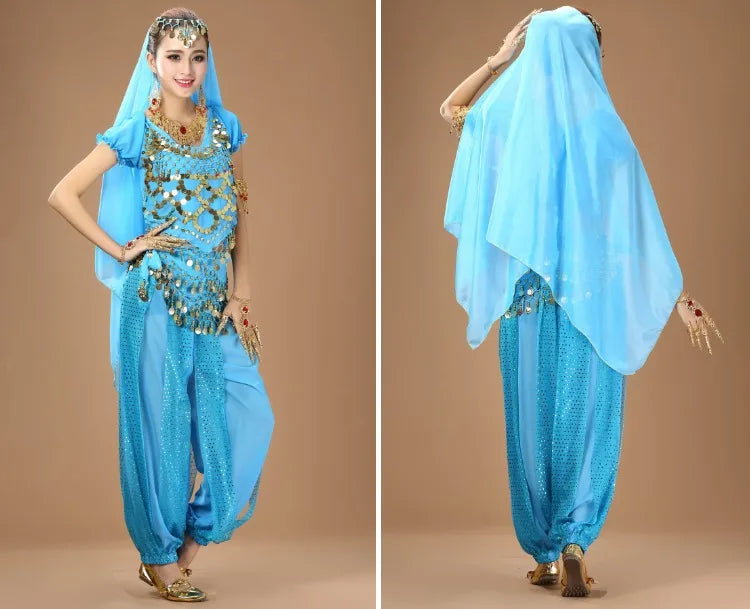 Indain Clothing Dance Practice Clothing Belly Dance Suit New Short-sleeved Suit Belly Dance Clothing Indian Costumes Performance