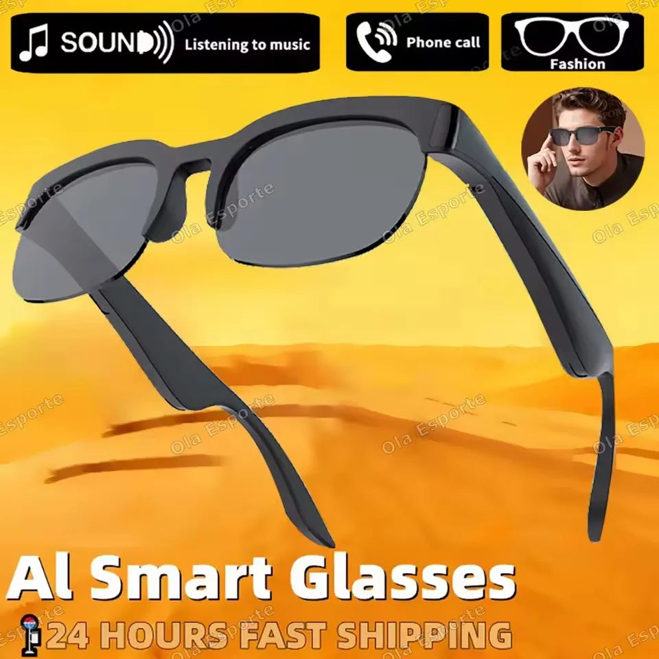 New Smart Bluetooth V5.3 Sunglasses Glasses Call Outdoor Sports Headphones HIFI Black Technology Anti-touch UV For Men And Women