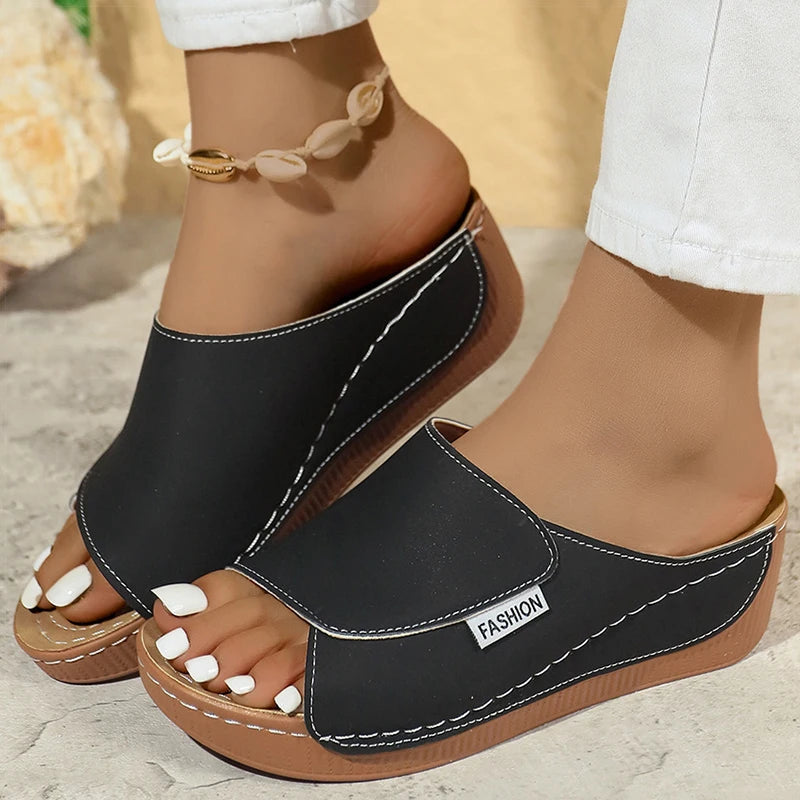Women's Sandals Peep Toe Summer Sandals Shoes Women Heels Sandalias Mujer 2025 New Shoes Summer Slippers Wedges Footwear Female