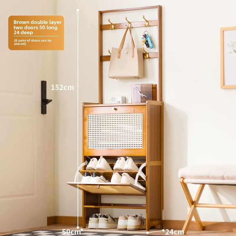 Shoe cabinet entrance household large-capacity home shoe rack storage artifact space-saving indoor rental house solid wood