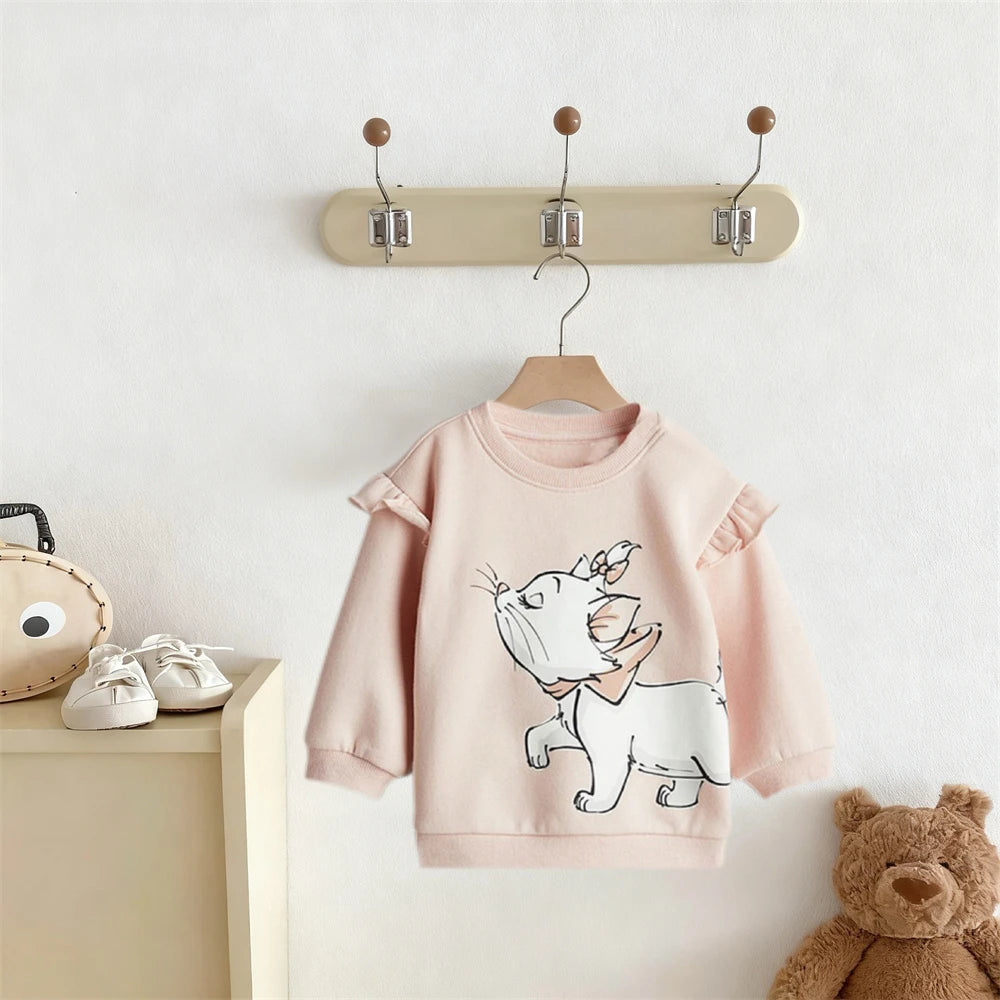 Girls Sweatshirts Long Sleeve Cartoon Printed Crewneck Tops New Design Clothes Minnie Hoodies Spring Autumn Wear Lovely Tops
